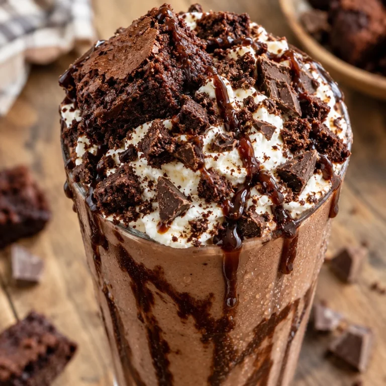 Batido de brownie cremoso y delicioso en un vaso