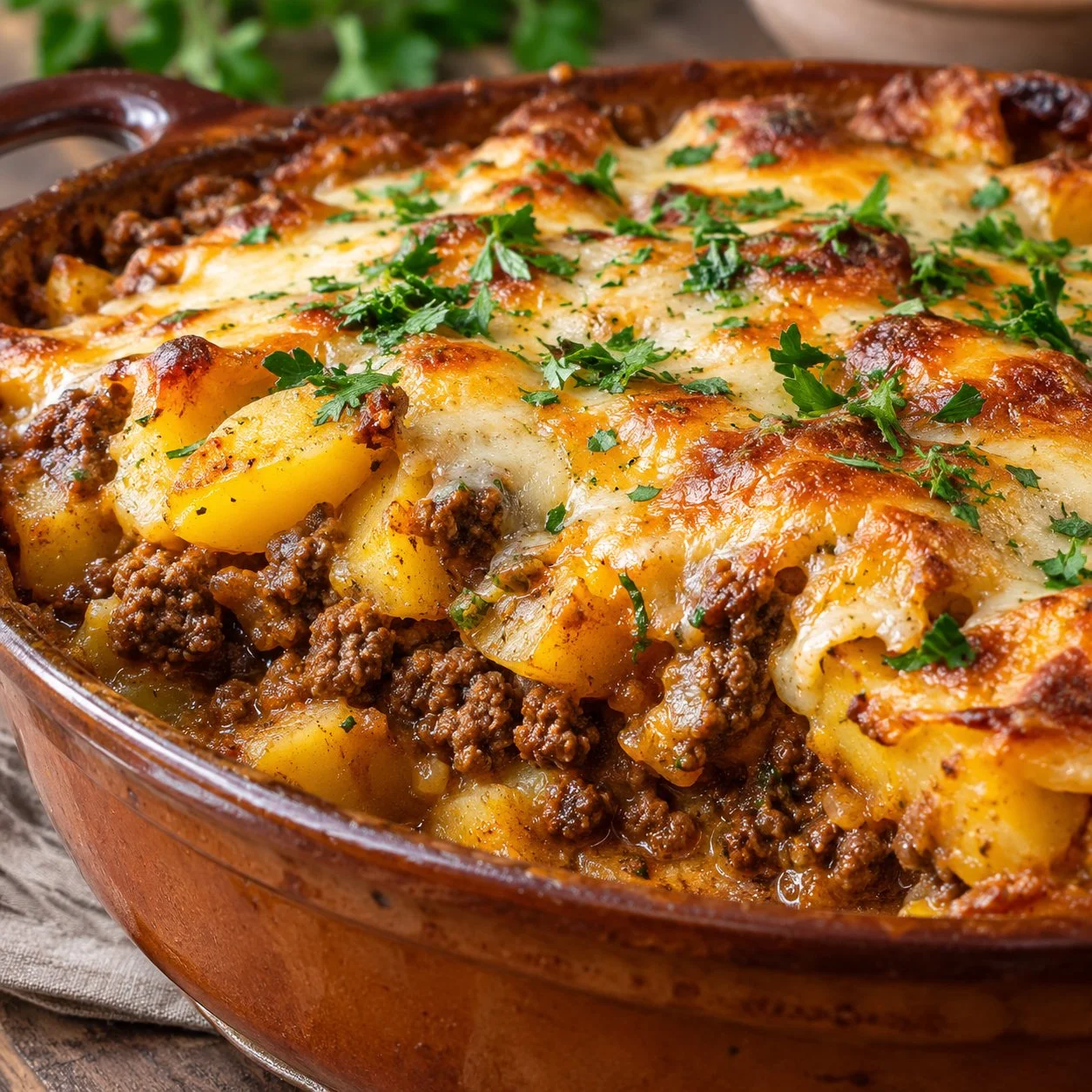 Cazuela de Nómada con Carne Molida y Papas, un plato tradicional y reconfortante.