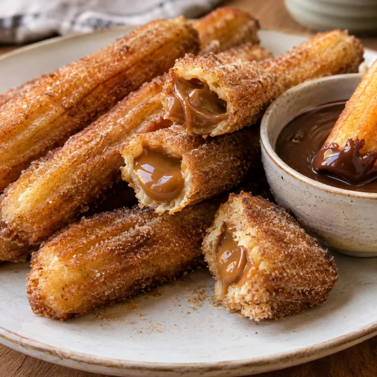 Churros Exprés Sin Freír rellenos de dulce de leche