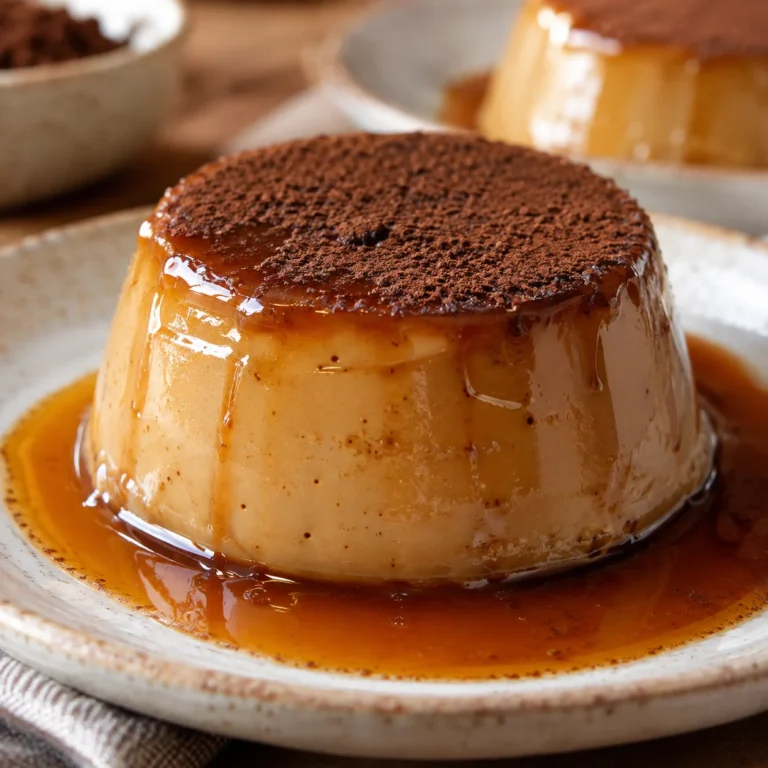 Flan Café Sin Horno cremoso con caramelo líquido y cacao