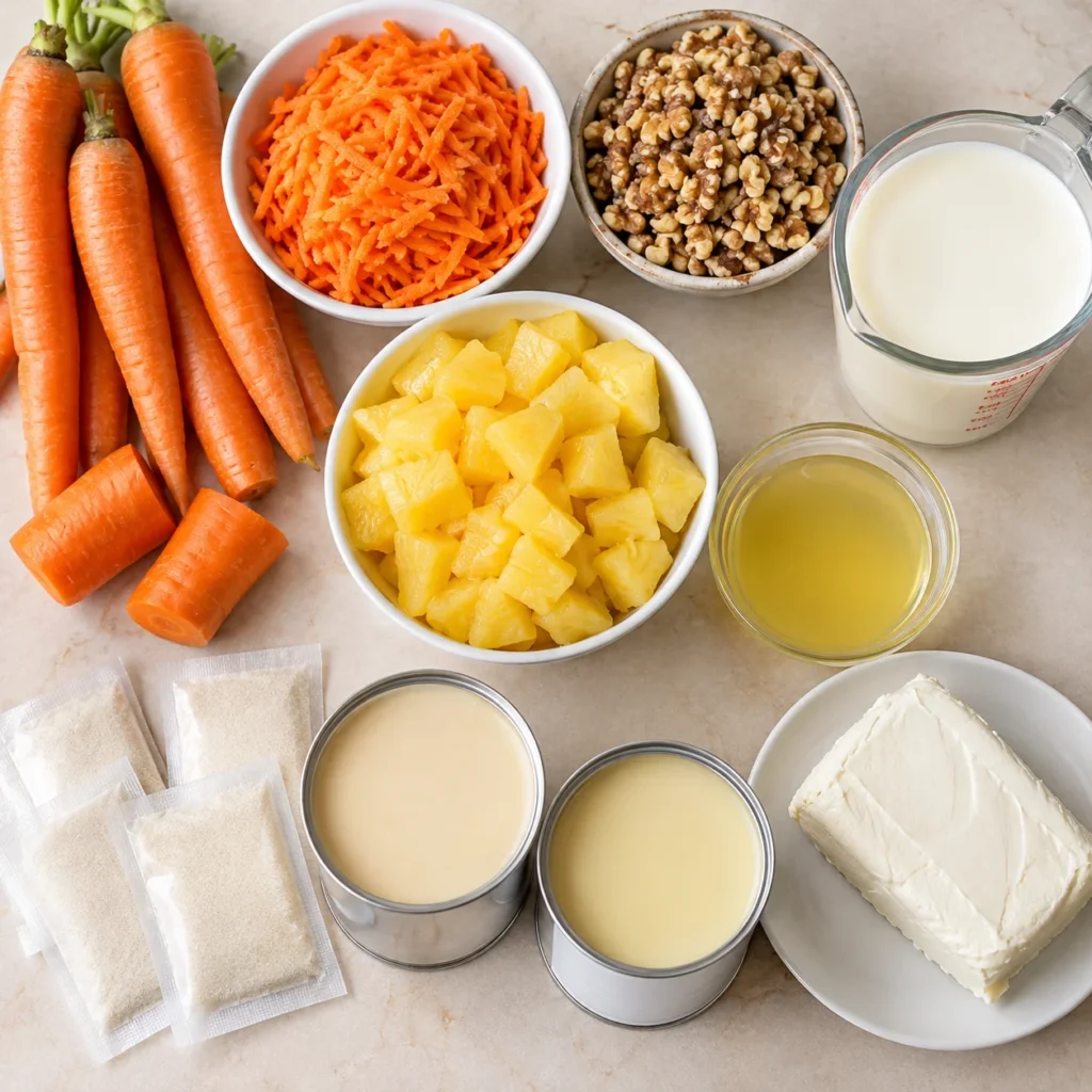 GELATINA 3 LECHES DE ZANAHORIA, PIÑA Y NUEZ - La Receta Viral Cremosa Que No Necesita Horno 2 Ingredientes para gelatina 3 leches de zanahoria con piña y nuez.