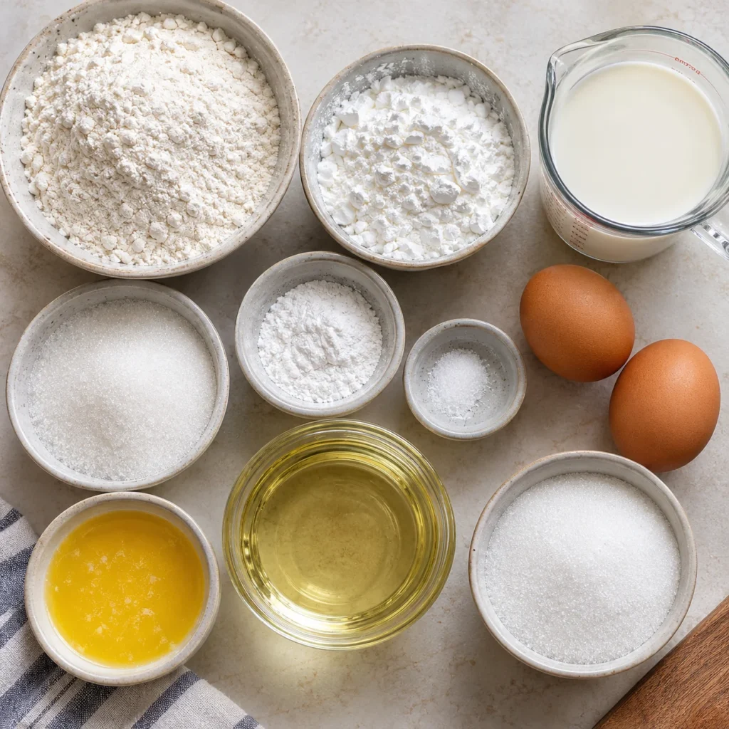 Ingredientes para preparar donas caseras esponjosas