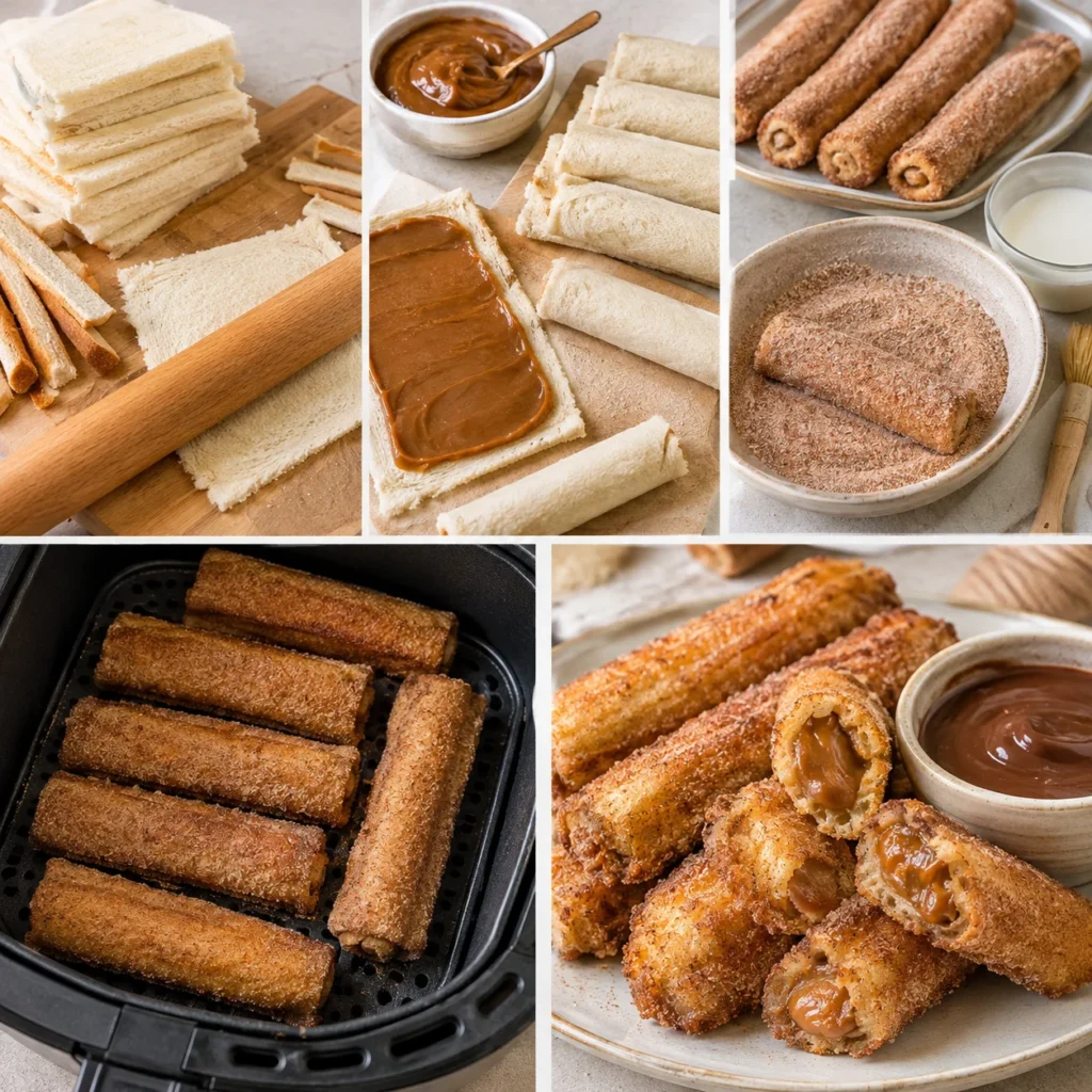 Churros Exprés Sin Freír: La Receta Viral de 5 Minutos con Pan de Molde 3 Preparación paso a paso de Churros Exprés Sin Freír
