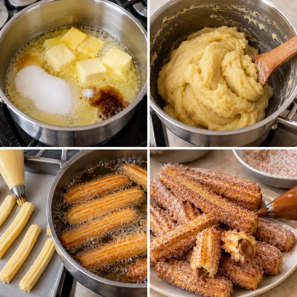 Preparación paso a paso de Churros Vainilla Rellenos con dulce de leche