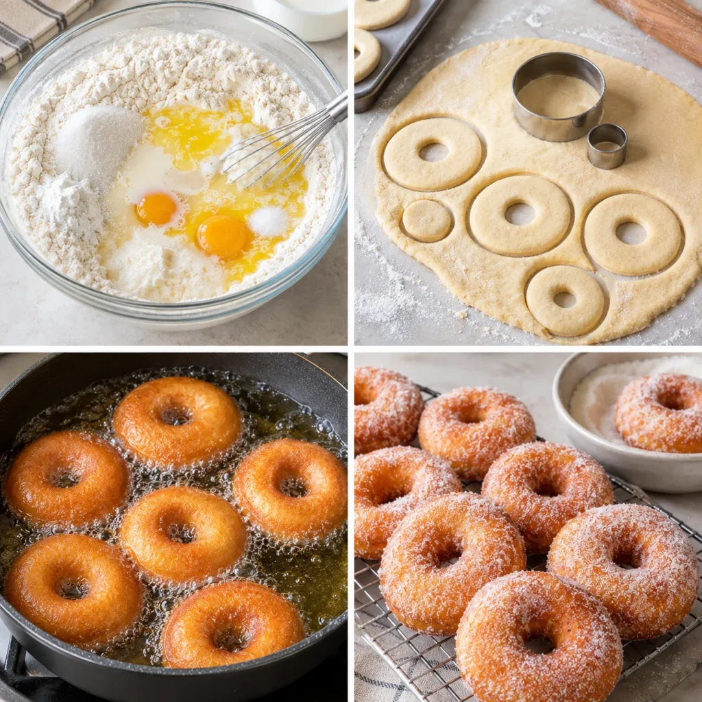 Preparación paso a paso de donas caseras esponjosas