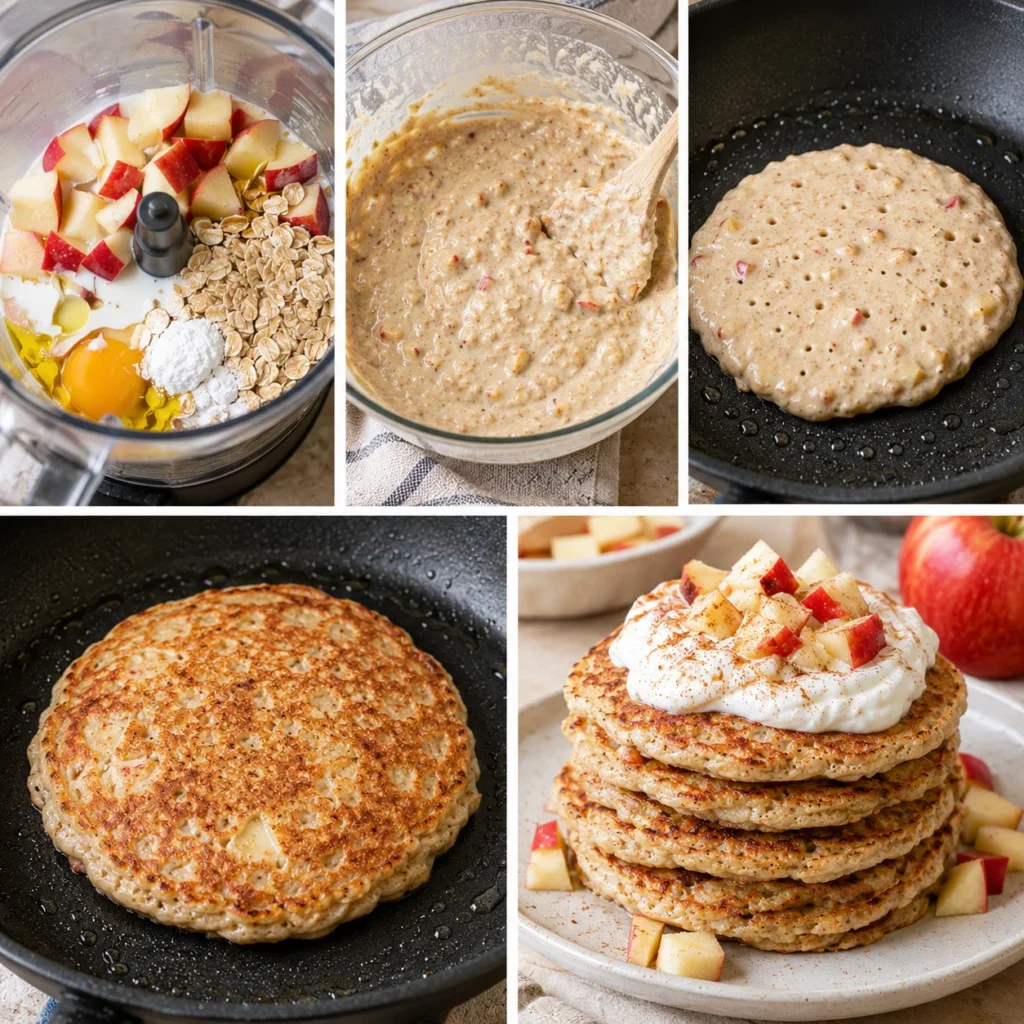 Preparación paso a paso de Hot Cakes de Avena con Manzana